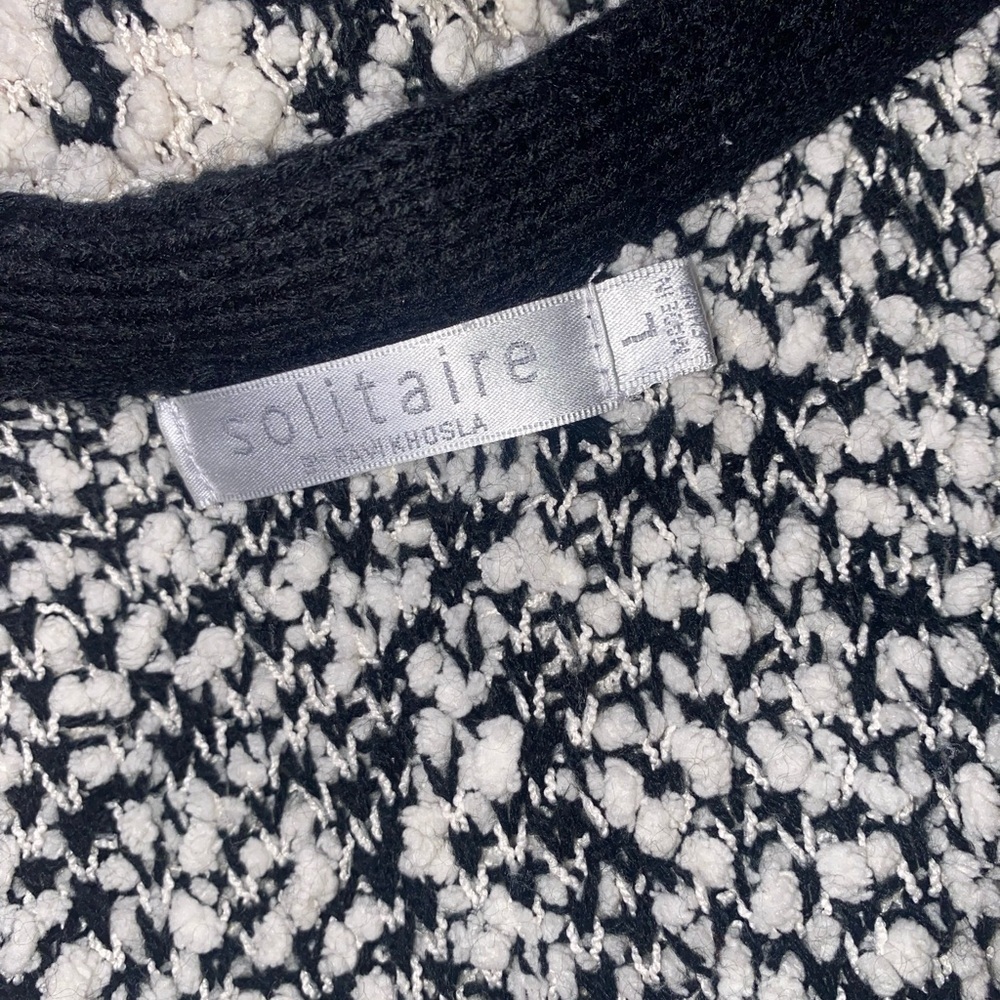 Solitaire by Ravi Khosla Long Cardigan Sweater Black and White Size Large - Picture 5 of 7